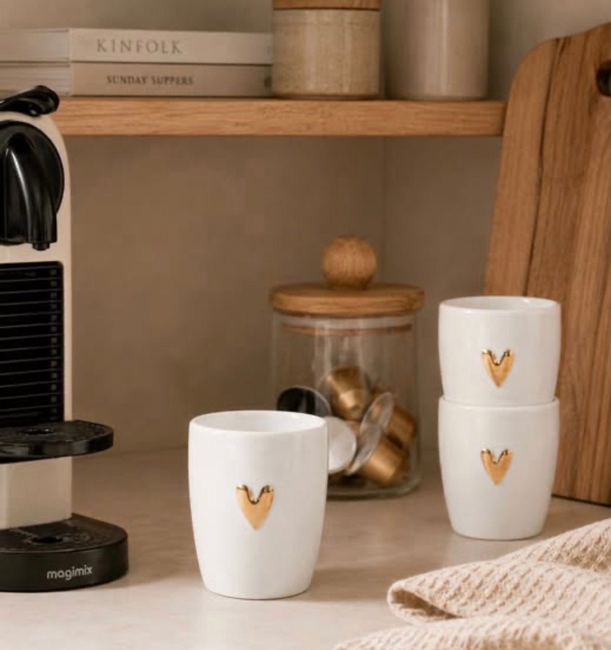 Zusss Espresso mokje - kopje met goud hartje, Keramiek, -, Nieuw, Ophalen of Verzenden