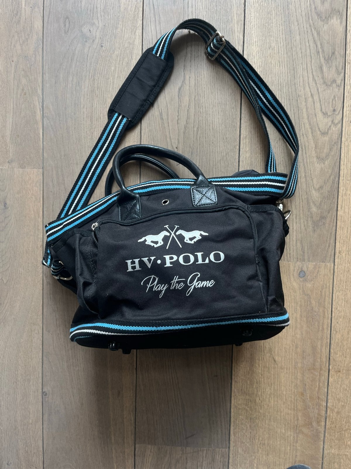 HV Polo tas - Zwart met blauw/witte accenten, Verzenden, Gebruikt, Zwart, Schoudertasje