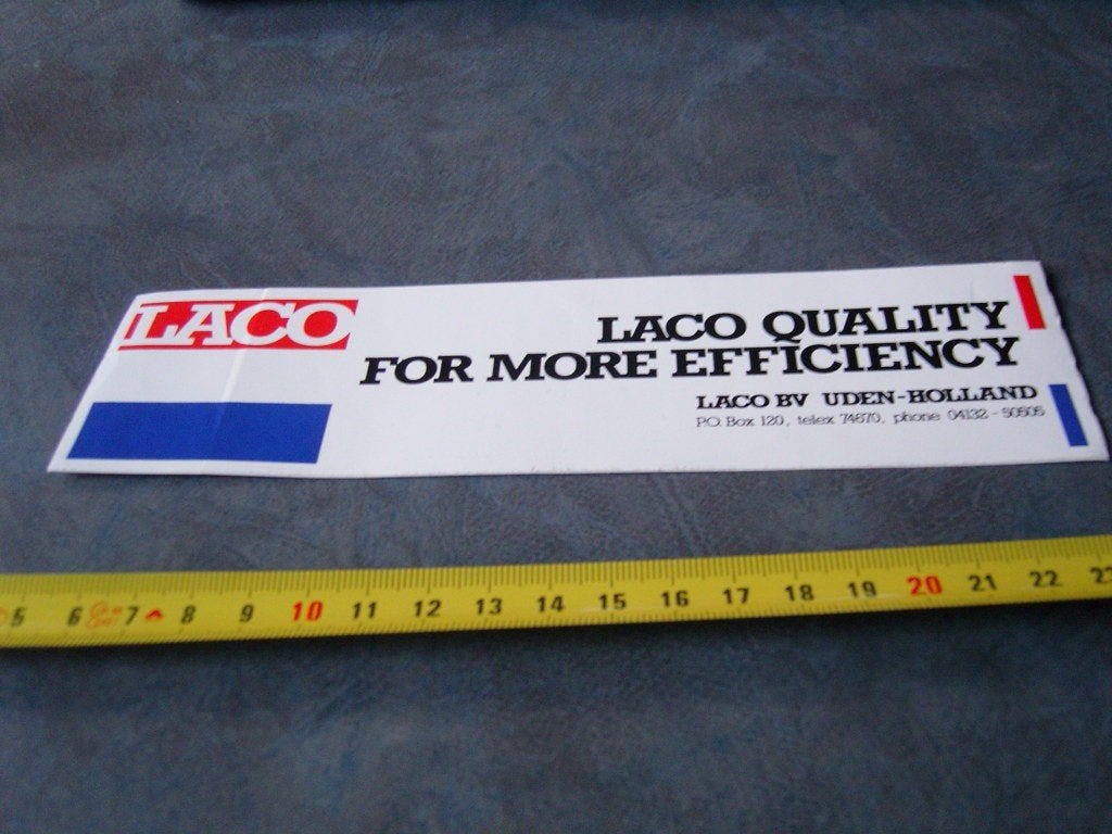 sticker Uden LACO quality for more efficiency, Ophalen of Verzenden, Zo goed als nieuw