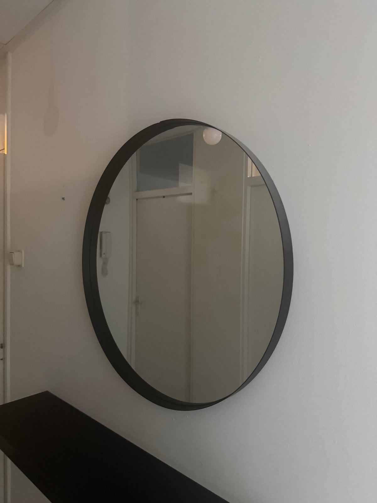 Ronde spiegel met lichte beschadiging, diameter 75 cm, Ophalen, Gebruikt, Rond, Minder dan 100 cm