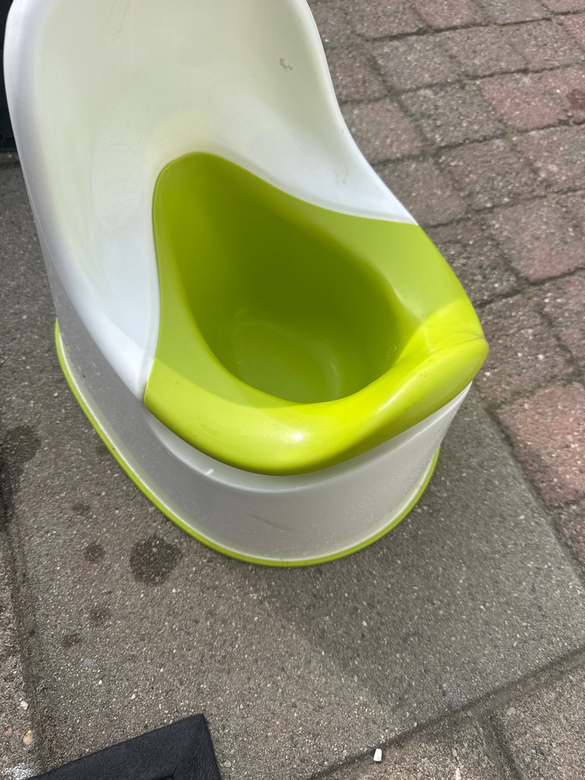 Gratis! Baby potje - wit met limoengroen, Ophalen, Gebruikt