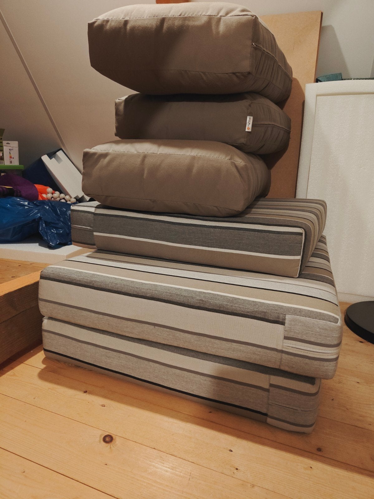 Op Maat Gemaakte Loungekussens - Taupe & Gestreepte Motief, Ophalen
