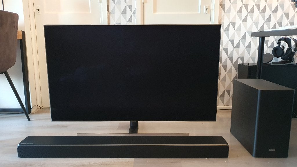 Samsung QE55Q80R + HW-Q80R, Ophalen, QLED, Zo goed als nieuw, 100 Hz
