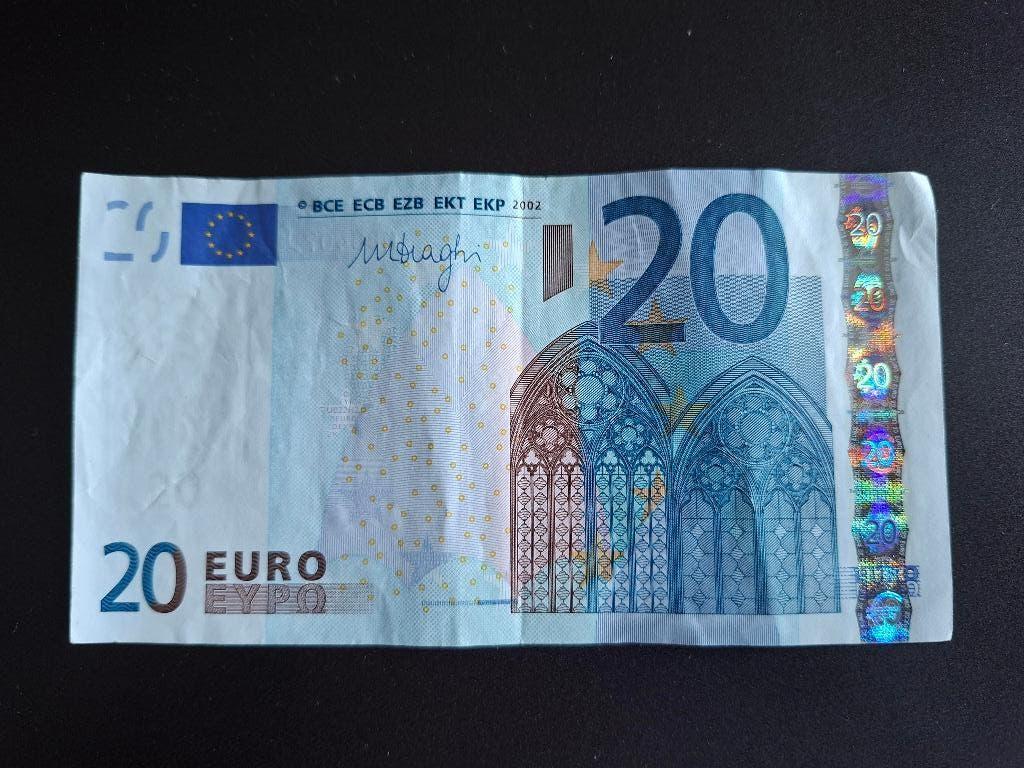 2002 Portugal 20 euro oude serie Draghi printcode U022, Postzegels en Munten, Verzenden, Portugal, 20 euro, Los biljet