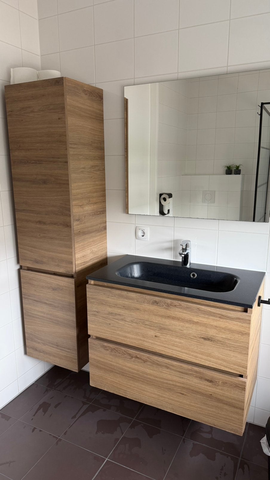 Complete Badkamermeubelset: Wastafelkast, Wasbak, Spiegel &, Huis en Inrichting, Badkamer | Badkamermeubels, Ophalen, 50 tot 100 cm