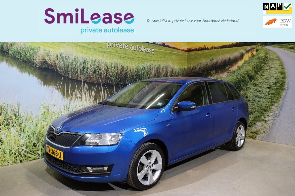 Skoda Rapid Spaceback 1.0 TSI GreenTech |Cruise|Climate|Navi, Auto's, Stof, Met garantie (alle), Blauw, 49 €/maand