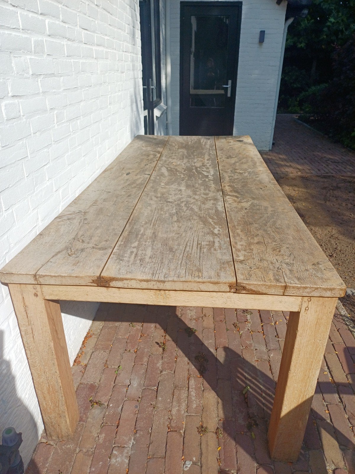 robuuste eiken tafel, Huis en Inrichting, Ophalen, Gebruikt, 200 cm of meer, 50 tot 100 cm