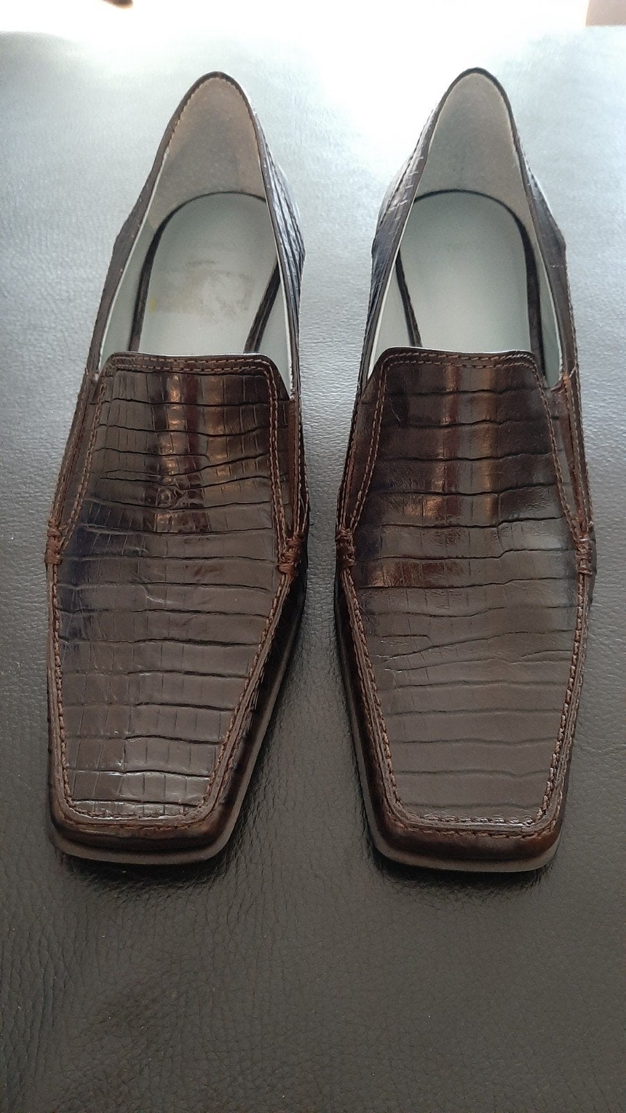 Mexx  donkerbruin leren croco instappers mt. 37 nieuw., Mexx, Bruin, Instappers, Nieuw
