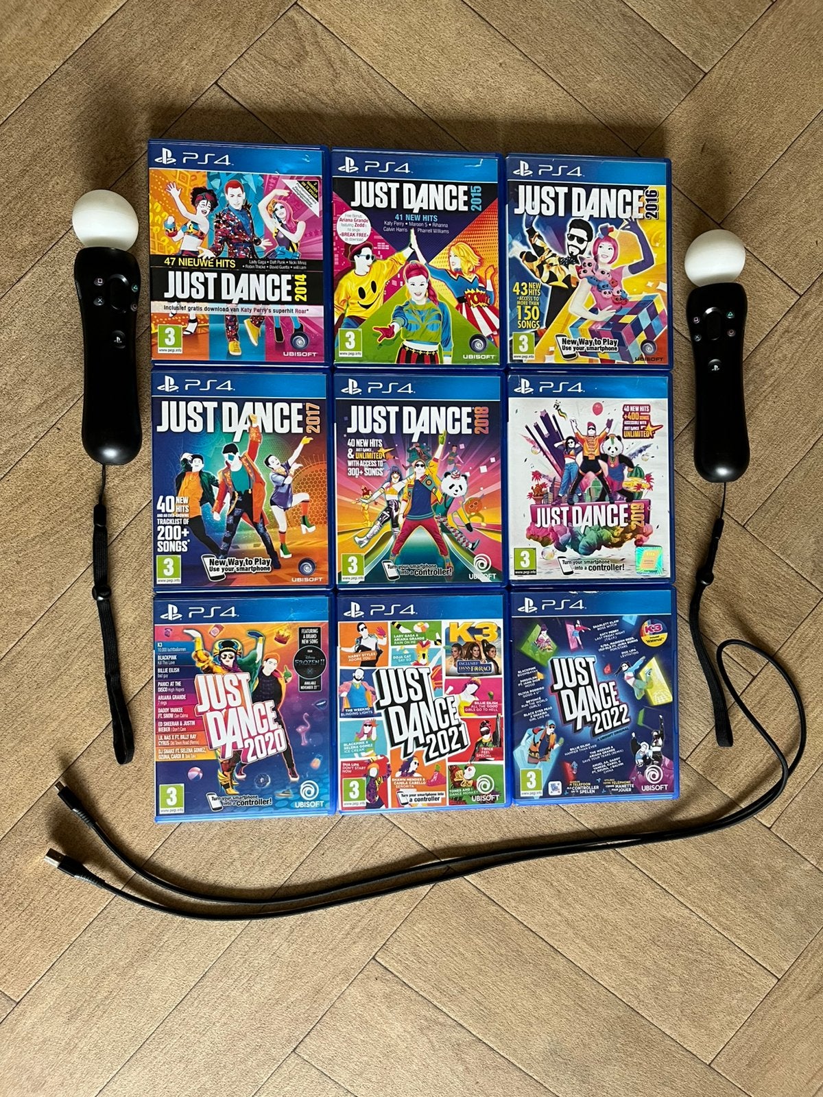 Just Dance 2014 t/m 2022 PS4 met twee Move-controllers, Online, Muziek, Gebruikt, Ophalen of Verzenden