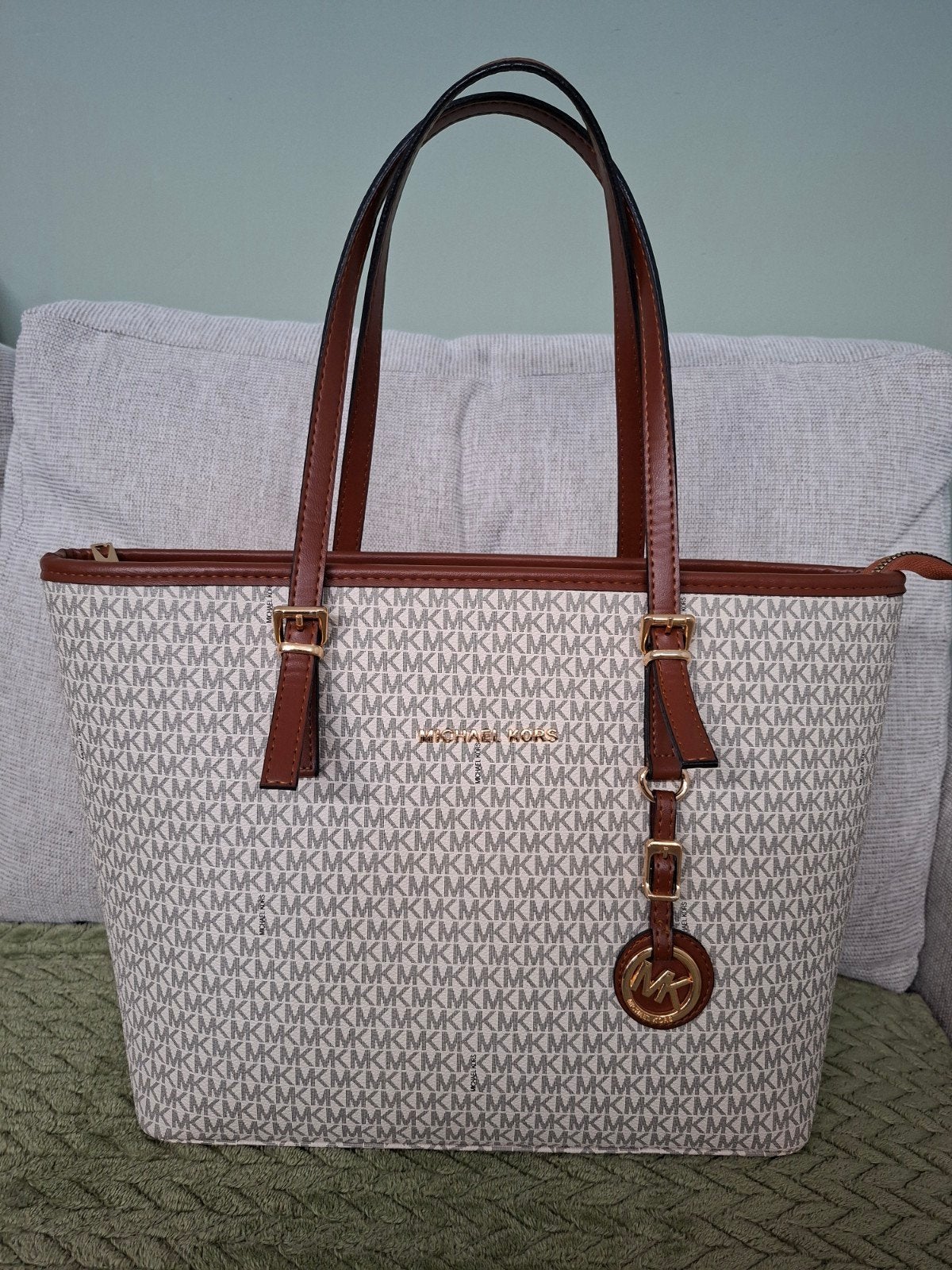 Michael Kors Shopper - Beige met bruine accenten, Sieraden, Tassen en Uiterlijk, Ophalen, Zo goed als nieuw, Beige, Shopper