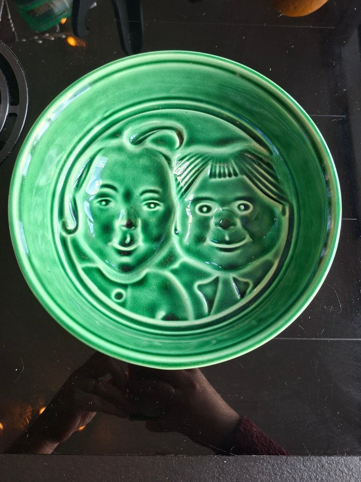Vintage groene puddingvorm Max & Moritz, Ophalen of Verzenden