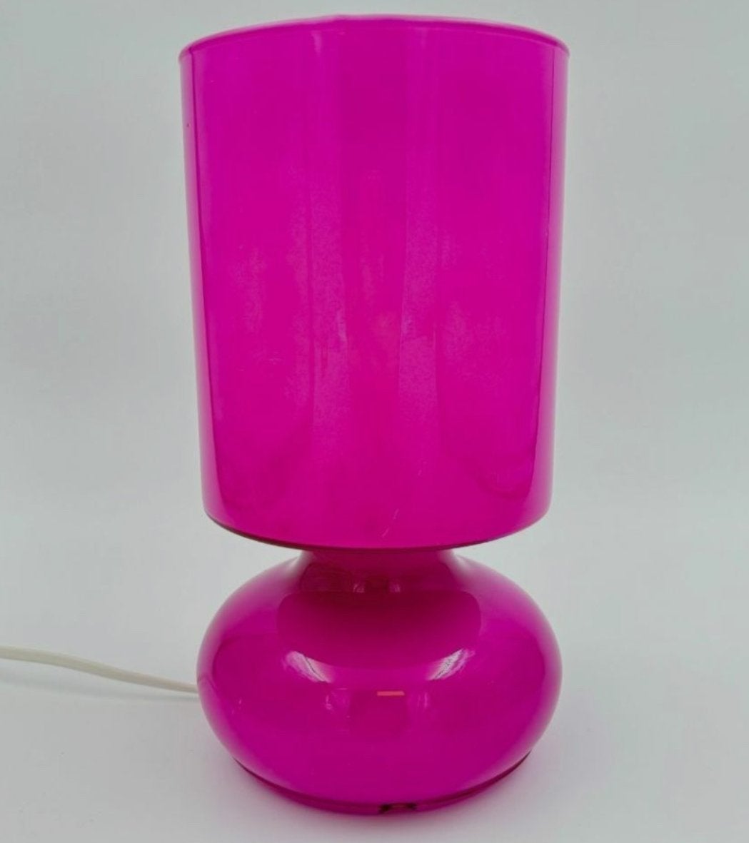 IKEA Lykta Glazen Tafellamp Fuchsia Roze - Sfeerlamp, Scandinavisch, Ophalen of Verzenden, IKEA, Handgemaakt
