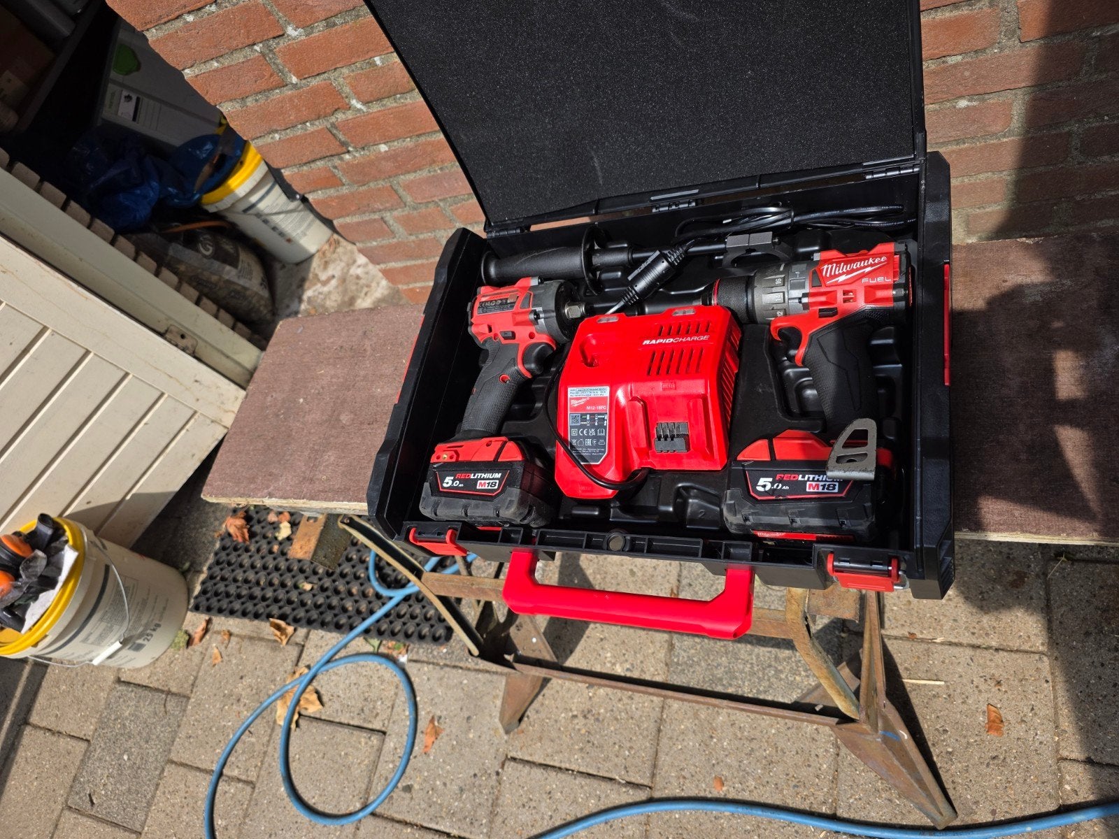 Milwaukee boormachine en dopsleutels 18 volt, Ophalen of Verzenden, Zo goed als nieuw, Boormachine