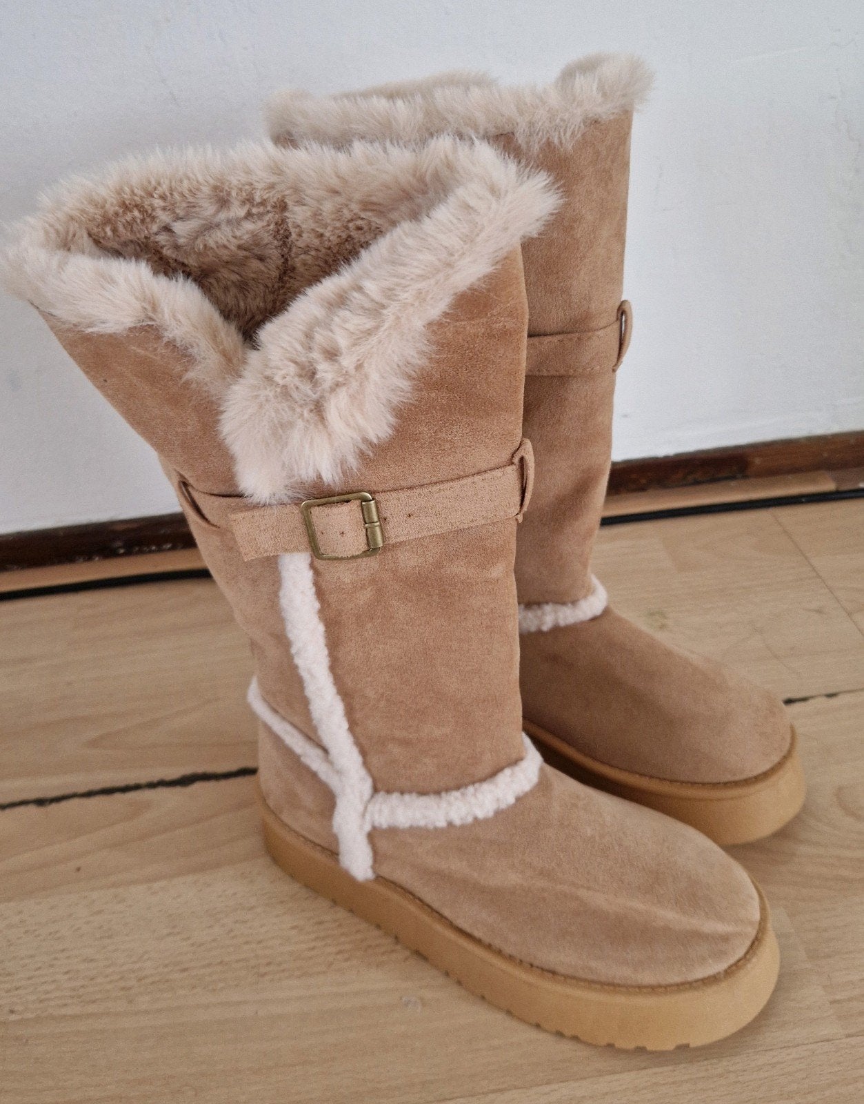 Snowboots Maat 39 fleece laarzen plateau laars, Hoge laarzen, Zwart, Nieuw, Ophalen of Verzenden