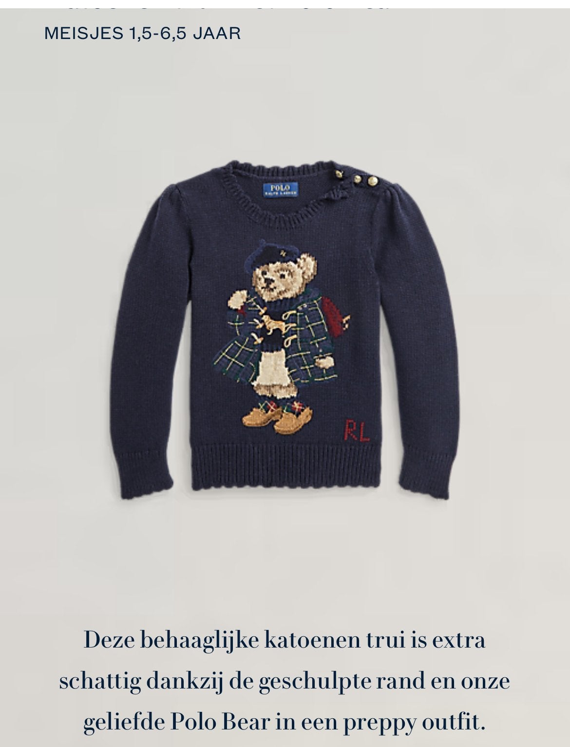 Ralph Lauren Polo Bear Trui Meisje Zo Goed Als Nieuw, Ophalen of Verzenden, Zo goed als nieuw, Meisje, Trui of Vest