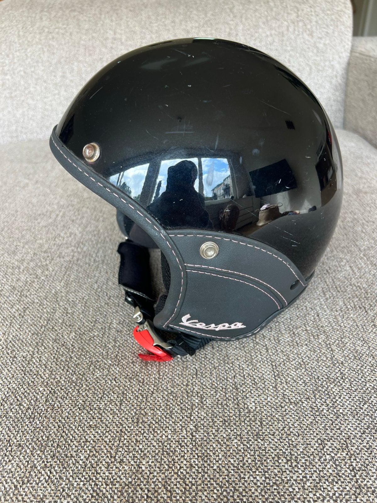 Vespa scooterhelm - Zwart, Gebruikt, Ophalen of Verzenden, Gebruikt, Medium