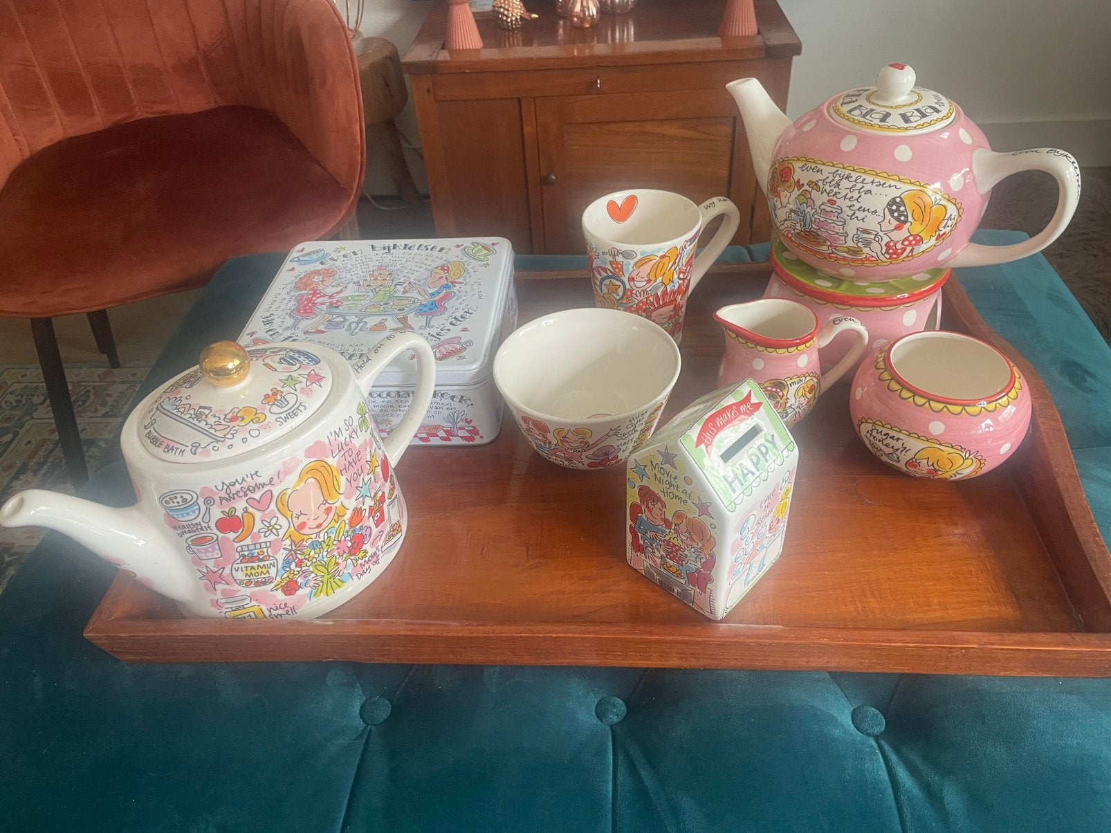 Blond Amsterdam oa theepot en complete set met theepot, Ophalen