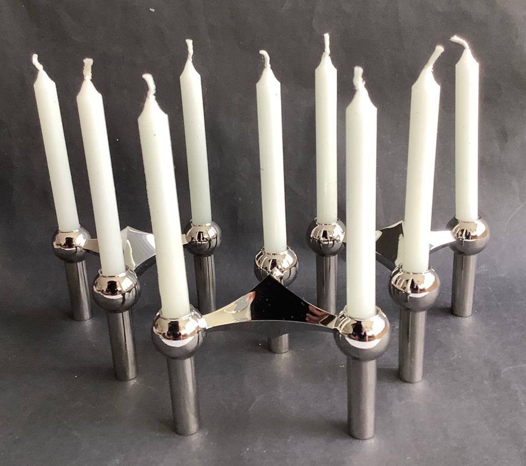 STOFF NAGEL (DK) - set van 3 verchroomde kaarsenhouders, Ophalen of Verzenden, Nieuw, Overige materialen, Minder dan 25 cm