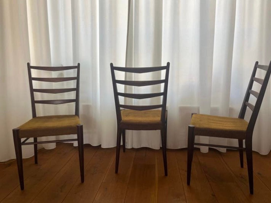 Set van 3 vintage Pastoe eetkamerstoelen – jaren 50/60, Ophalen, Gebruikt, Bruin, Vintage