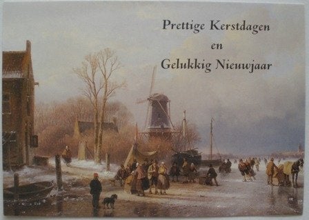 Oude Kerstkaart met winterlandschap met molen, Ophalen of Verzenden, 1980 tot heden, Gelopen, Feest(dag)