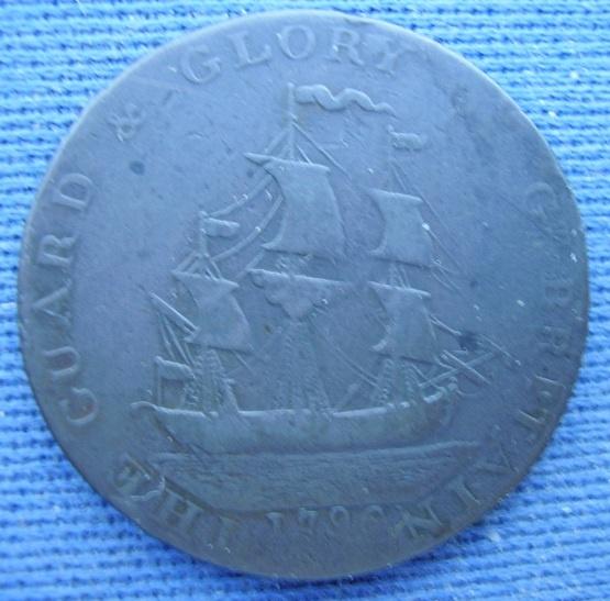 Engeland halfpenny token Ben & Ios Jones, Gosport, 1796, Ophalen of Verzenden, Overige materialen, Buitenland