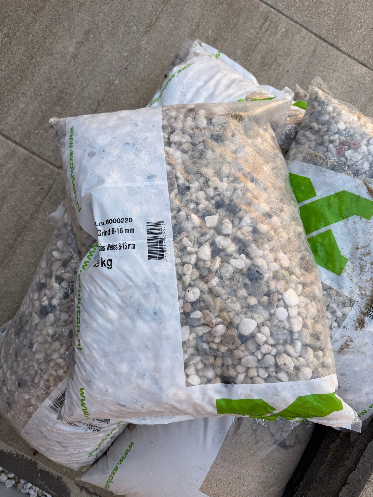 Excluton Wit Grind 8-16 mm - 25 kg - 4 zakken, Ophalen, Nieuw, Wit, Grind