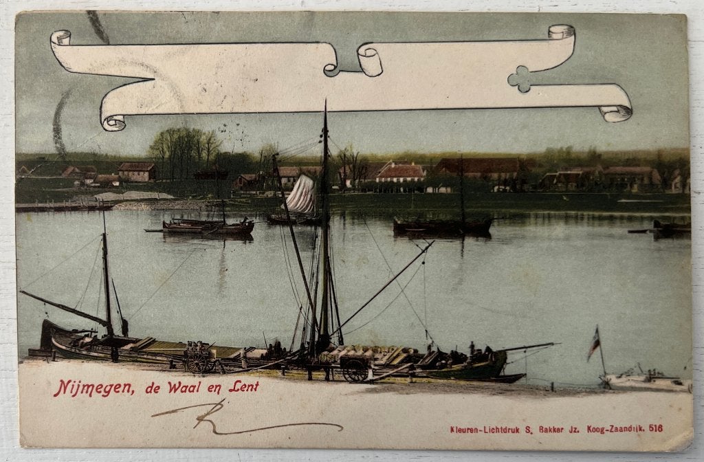 Oude Ansichtkaart - Nijmegen - de Waal en Lent, Ophalen of Verzenden, Voor 1920, Gelderland