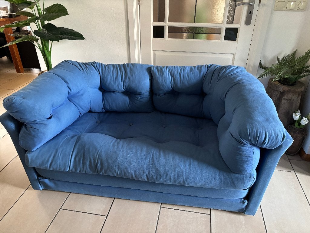 Comfortabele blauwe slaapbank GRATIS, Ophalen, Gebruikt, Blauw, Tweepersoons