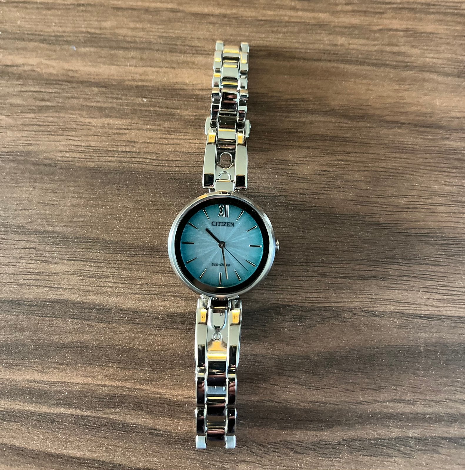 Citizen Eco-drive dameshorloge lichtblauwe wijzerplaat, Staal, Polshorloge, Zo goed als nieuw, Ophalen