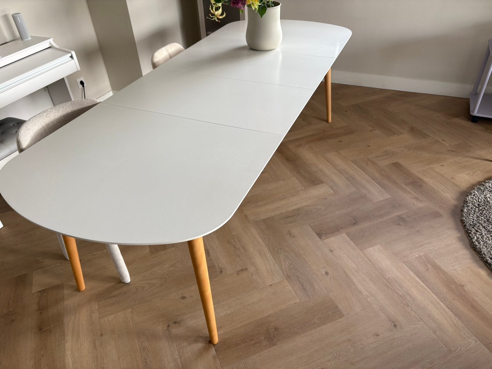 Kave Home Oqui eettafel wit – uitschuifbaar 160 tot 260 cm, Ophalen, 100 tot 150 cm, 200 cm of meer, Zo goed als nieuw