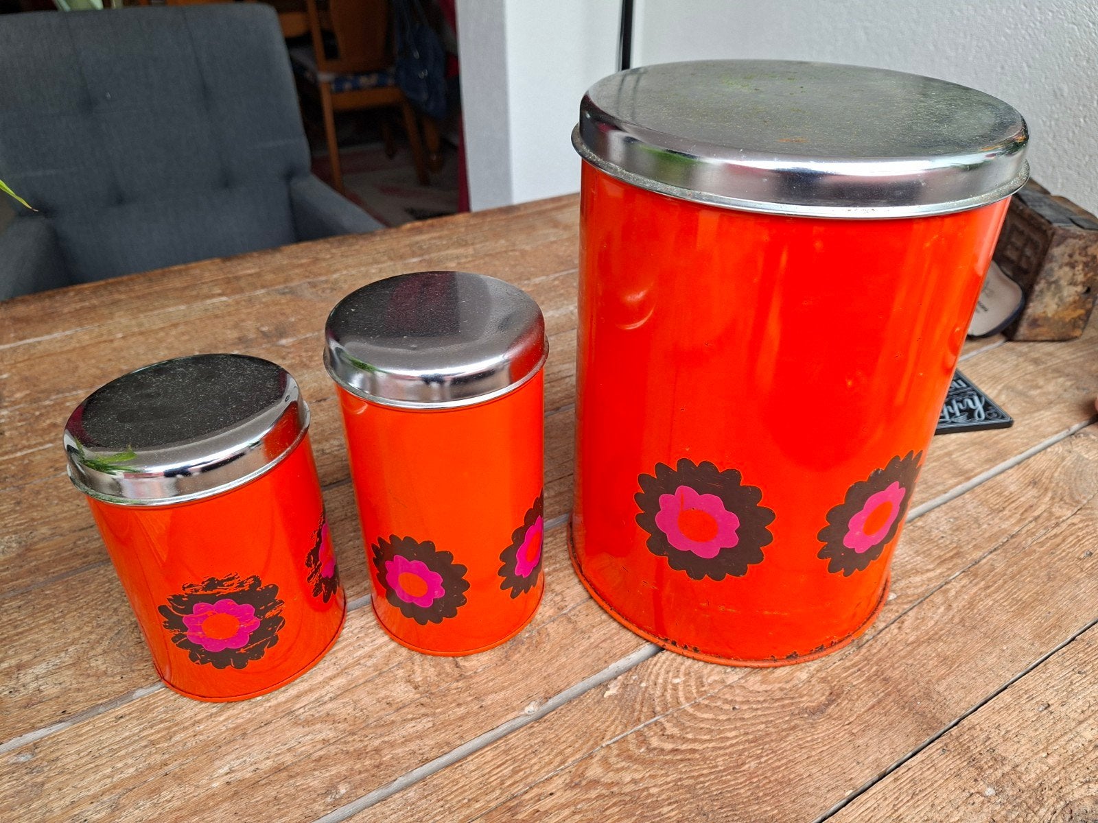 Brabantia voorraad bussen Patrice patroon, Ophalen of Verzenden, Gebruikt, Overige materialen, Pot, Bus of Blik