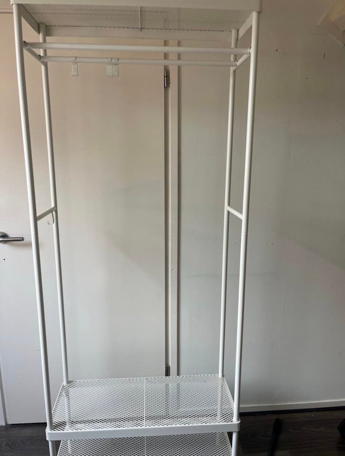 IKEA MACKAPÄR kapstok met schoenenrek, wit, Gebruikt, 200 cm of meer, Ophalen of Verzenden, Metaal