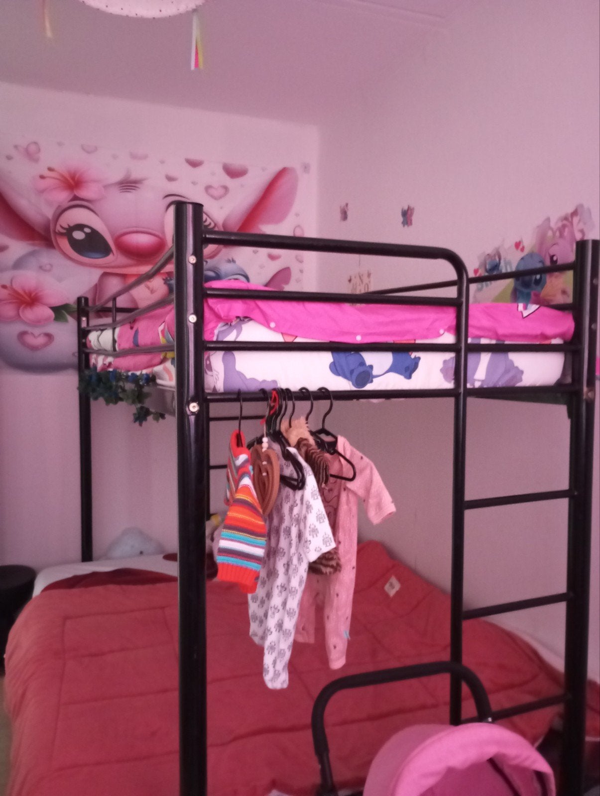 3 persoons zwarte stapelbed, Huis en Inrichting, Gebruikt, 90 cm, Tweepersoons, Ophalen of Verzenden
