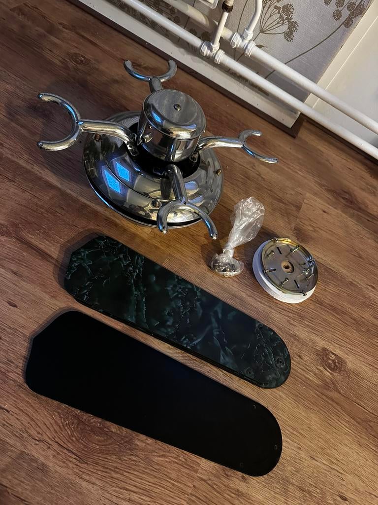 Nette plafondventilator, chroom / zwart, Witgoed en Apparatuur, Ventilatoren, Gebruikt, Ophalen
