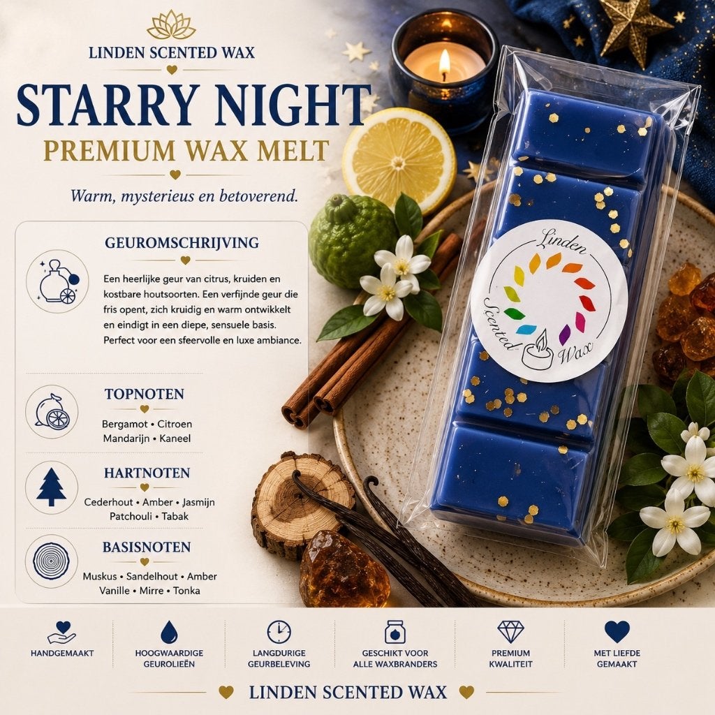 Waxmelts geur STARRY NIGHT waxmelt snapbar handgemaakt, Ophalen of Verzenden, Nieuw, Was, Kaars