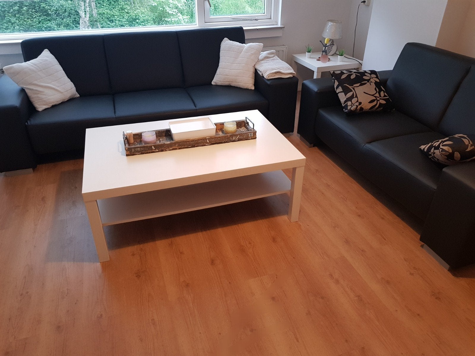 Comfortabele zwarte banken (2- en 3-zits), Huis en Inrichting, Ophalen, Overige materialen, Modern en functioneel, Gebruikt