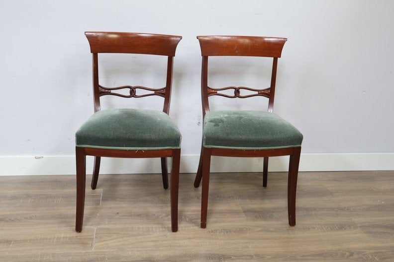 klassiek eetkamerstoelen met groene zitting, Antiek en Kunst, Ophalen