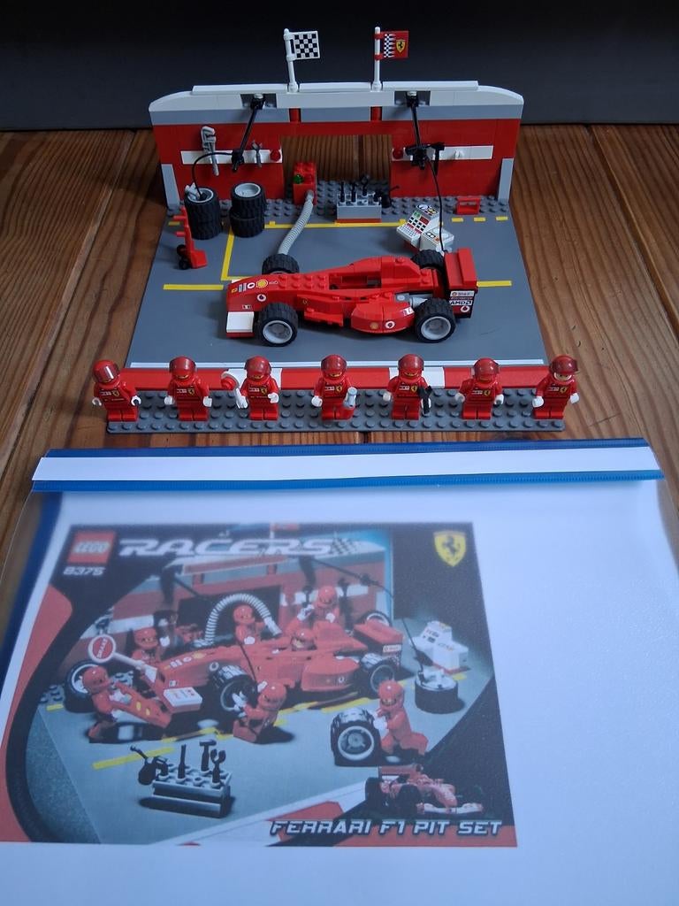 Lego
8375 F1 Ferrari Pitstraat

Complete set
7 minifiguren, Ophalen of Verzenden