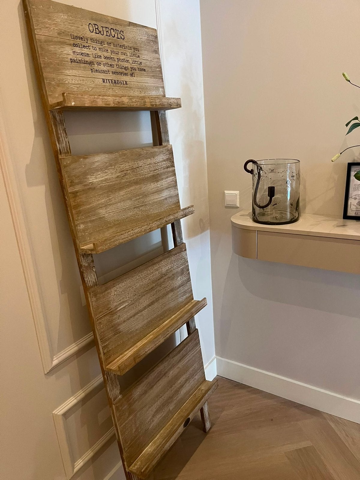 Riverdale houten ladderrek voor decoratie of boeken, Huis en Inrichting, Ophalen, Zo goed als nieuw, Bruin, Vintage