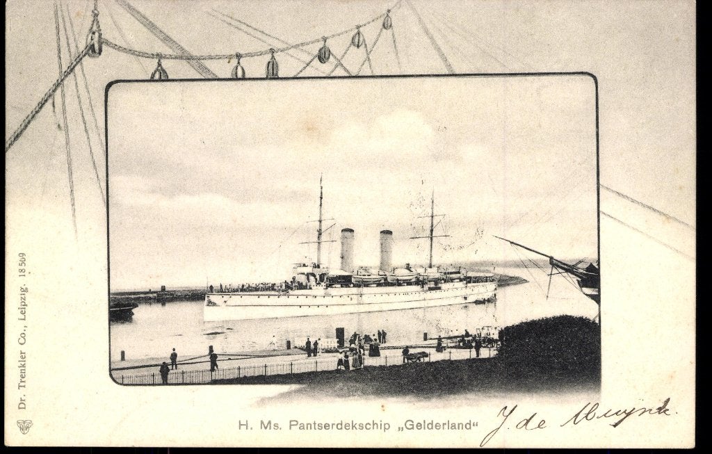 Den Helder, Marineschip, Hr.Ms. Pantserschip Gelderland,1902, Verzamelen, Verzenden, Voor 1920, Gelopen, Overige thema's