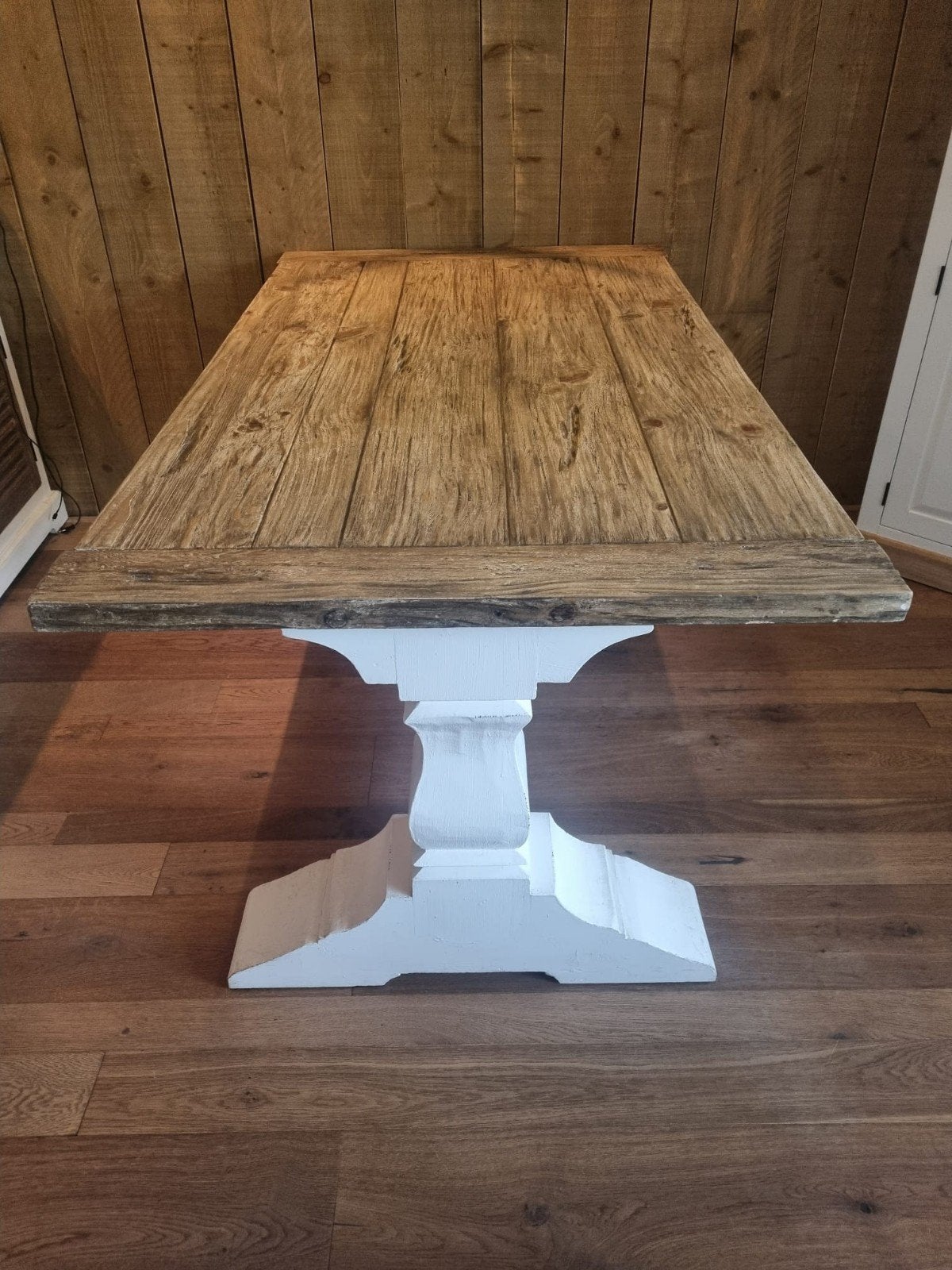 landelijke Brocante Kloostertafel en 4 stoelen € 850.-, Ophalen of Verzenden, 4 tot 6 stoelen
