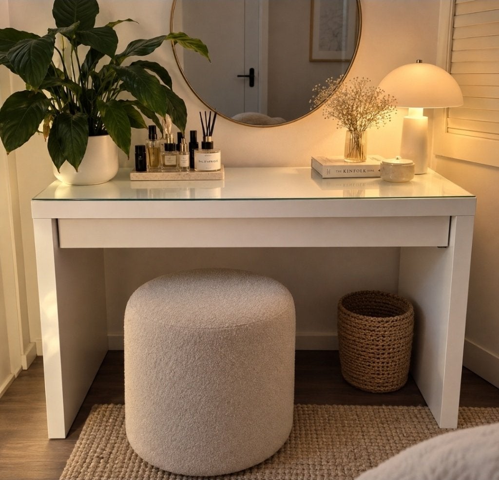 IKEA MALM toilettafel / bureau / laptoptafel wit 120x41 cm, Huis en Inrichting, Ophalen, Overige materialen, Gebruikt, 100 tot 150 cm
