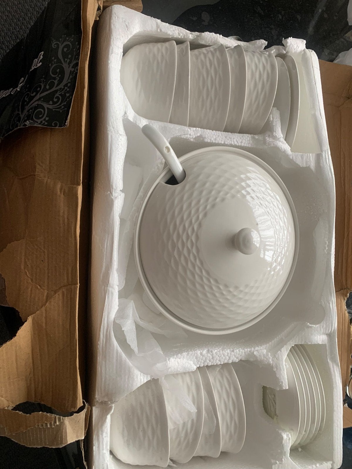Nieuwe soepkommen set met deksel en lepel, Ophalen, Keramiek, Nieuw, Kom(men)