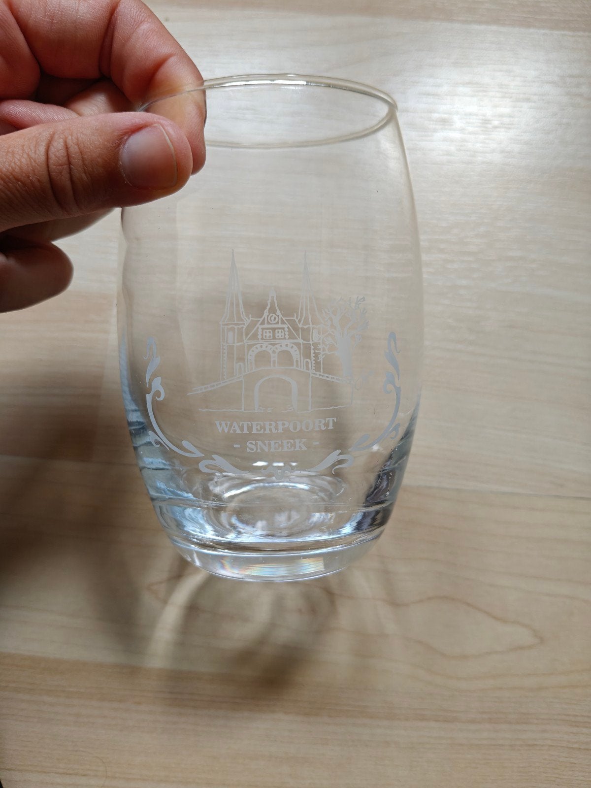 Gegraveerd glas met Waterpoort Sneek, Ophalen of Verzenden