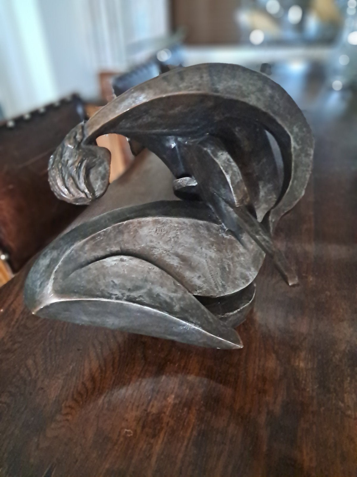 abstract sculptuur, gitaarspeler,van kunstenaar David Fisher, Antiek en Kunst, Ophalen, Gemerkt, Brons, 20 - 50 cm