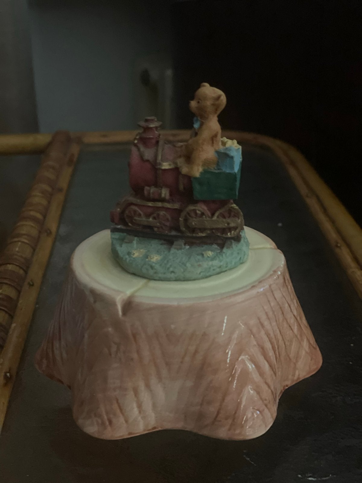 Vintage Muziekdoosje Steen Beertje op Locomotief, Ophalen of Verzenden