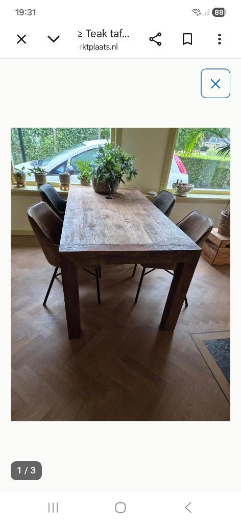 Teak tafel, Ophalen, Gebruikt, Teakhout, 50 tot 100 cm