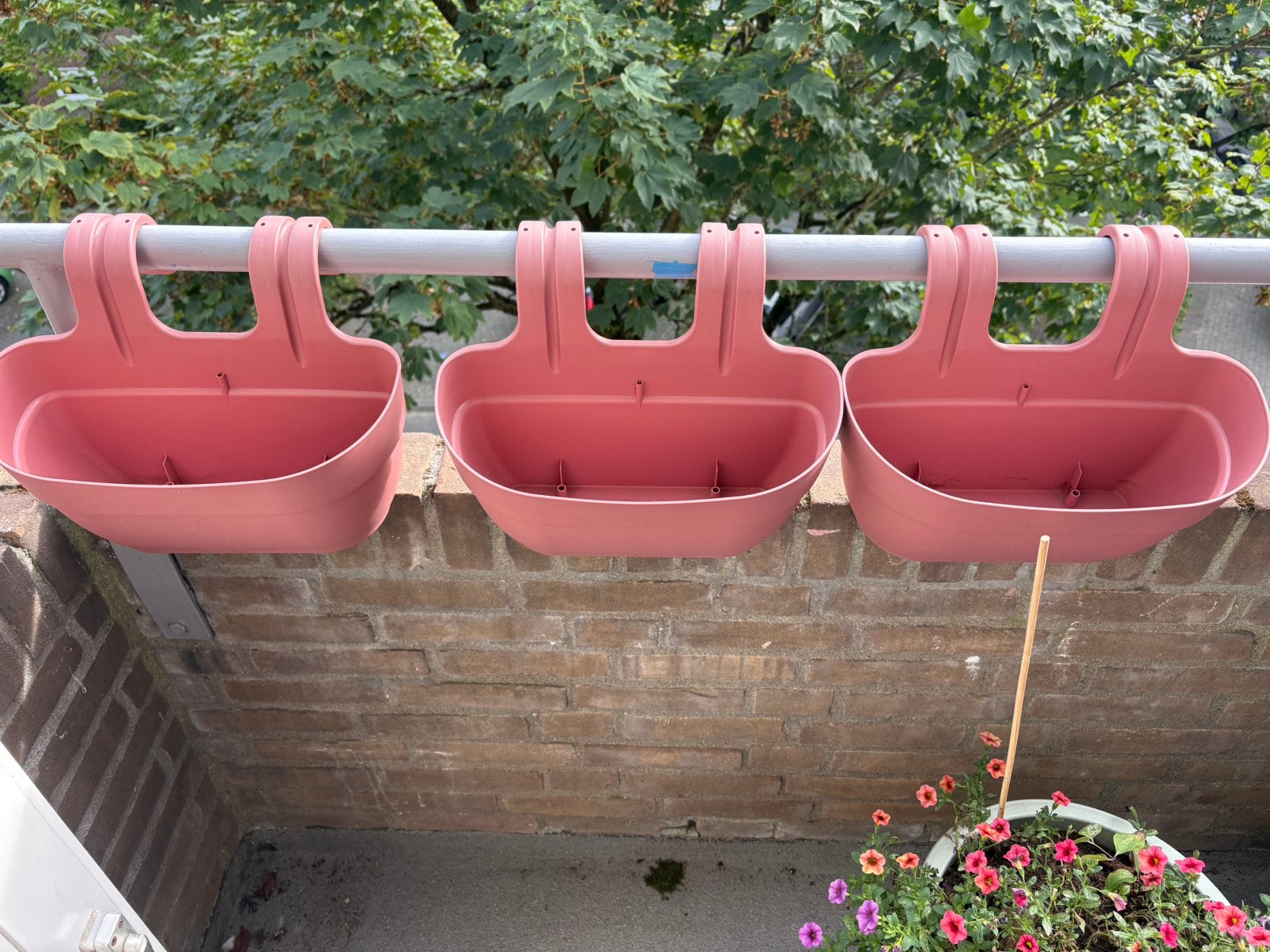 5x Elho roze bloembakken, Kunststof, Gebruikt, Balkon, Minder dan 60 cm