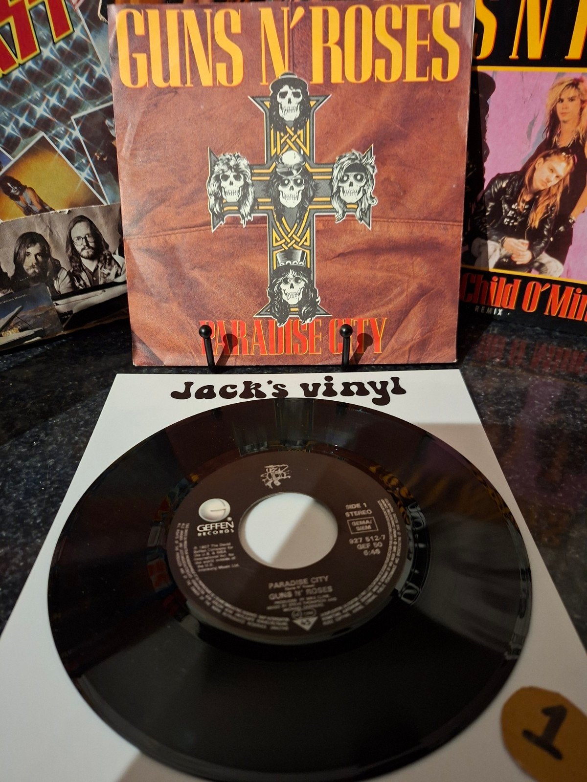 Guns N' Roses - Paradise City 7 inch vinyl single 1989, Cd's en Dvd's, Hard Rock, 7 inch, Ophalen of Verzenden, Overige typen