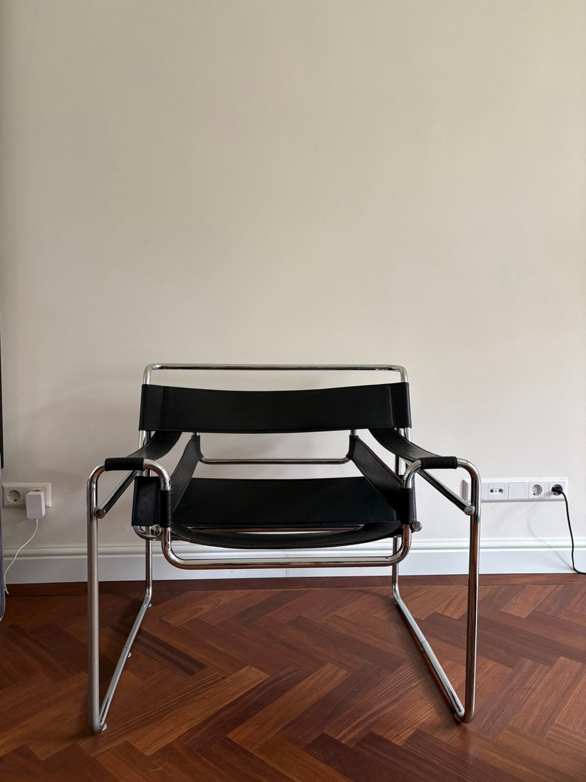 Stoel in Wassily Chair design, Ophalen, Gebruikt, Minder dan 75 cm, Leer